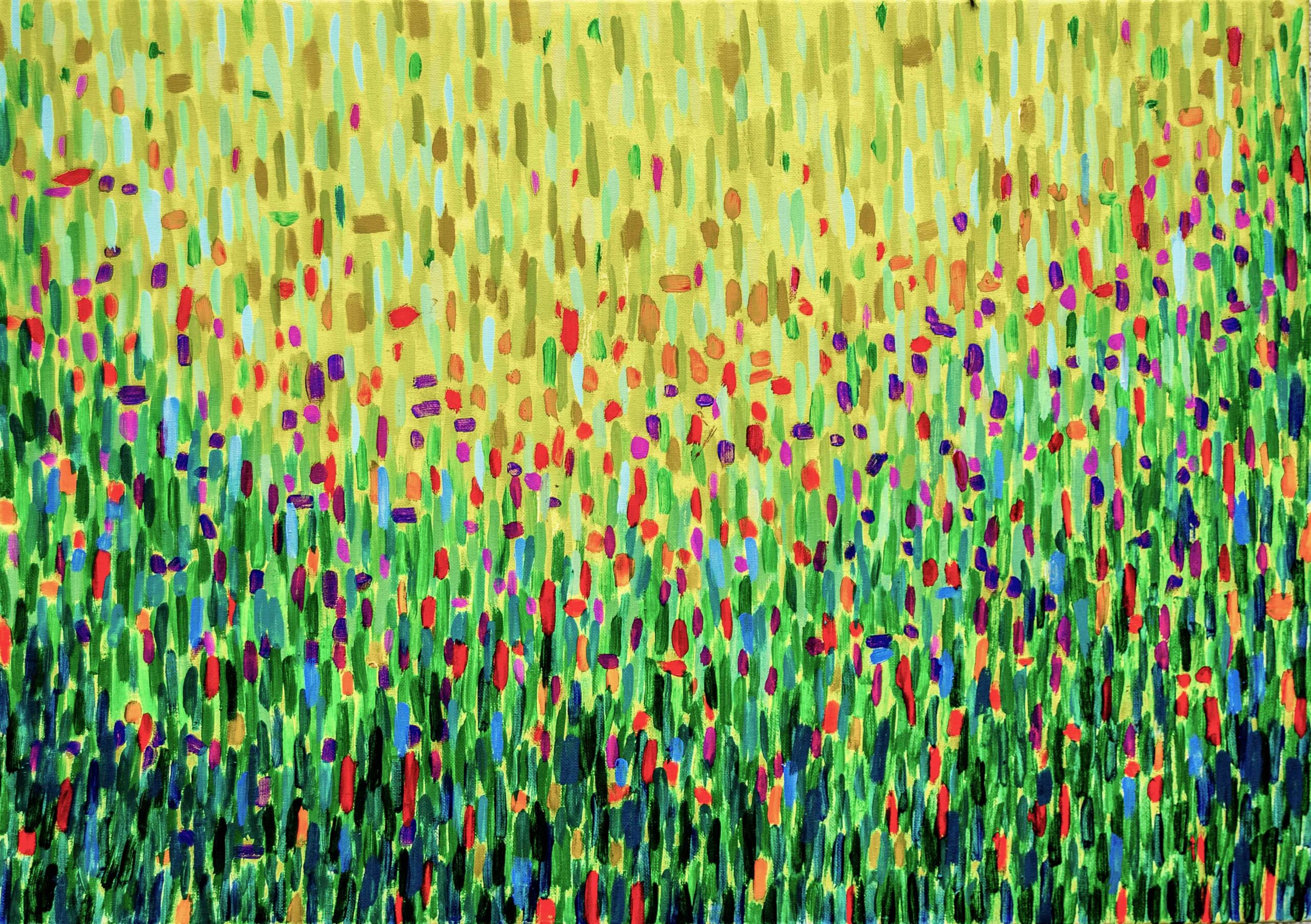 Green field, gras, spring time, depth of the nature, freshness, impressionistic, pointillism